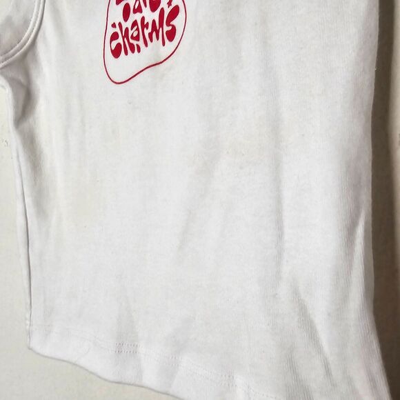 Ian Charms White Crop Scoop Neck Sleeveless Tank Top Red Ian Charms Logo Small - Picture 3 of 7